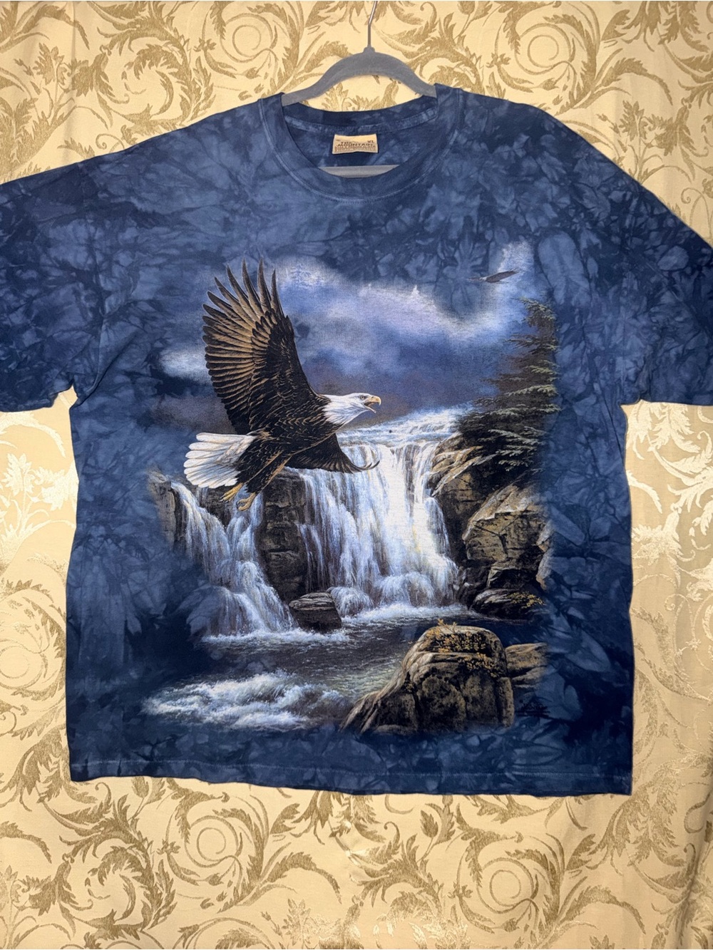 The Mountain Blue Crewneck T-Shirt with Leather Brand Tag